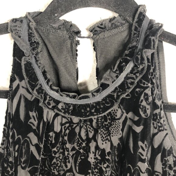 Vintage Lily Dress Womens Large Black Velvet Burnout Whimsigoth Halter Fairy - Picture 3 of 16
